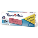 Paper Mate Pink Pearl Eraser, For Pencil Marks, Rectangular Block, Medium, Pink, 24/Box (70520)