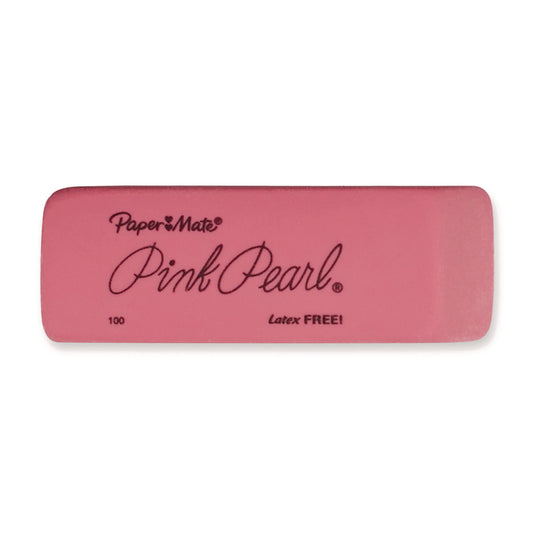 Paper Mate Pink Pearl Eraser, For Pencil Marks, Rectangular Block, Medium, Pink, 24/Box (70520)