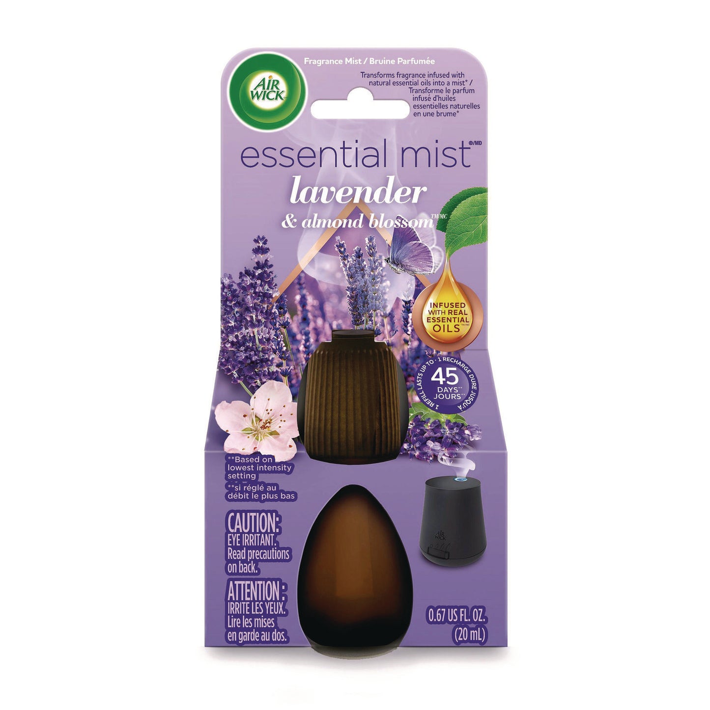 Air Wick Essential Mist Refill, Lavender and Almond Blossom, 0.67 oz Bottle (98552EA)