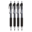 uni-ball Signo 207 Gel Pen, Retractable, Fine 0.5 mm, Black Ink, Smoke/Black Barrel, 4/Pack (61270)