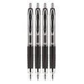 uni-ball Signo 207 Gel Pen, Retractable, Fine 0.5 mm, Black Ink, Smoke/Black Barrel, 4/Pack (61270)