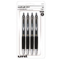 uni-ball Signo 207 Gel Pen, Retractable, Fine 0.5 mm, Black Ink, Smoke/Black Barrel, 4/Pack (61270)