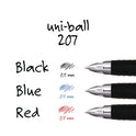 uni-ball Signo 207 Gel Pen, Retractable, Fine 0.5 mm, Black Ink, Smoke/Black Barrel, 4/Pack (61270)