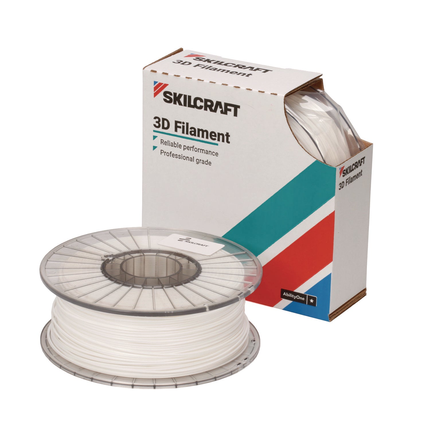 AbilityOne 7045016983259, SKILCRAFT 3D Printer Polylactic Acid Filament, 1 kg Spool, 2.85 mm, White