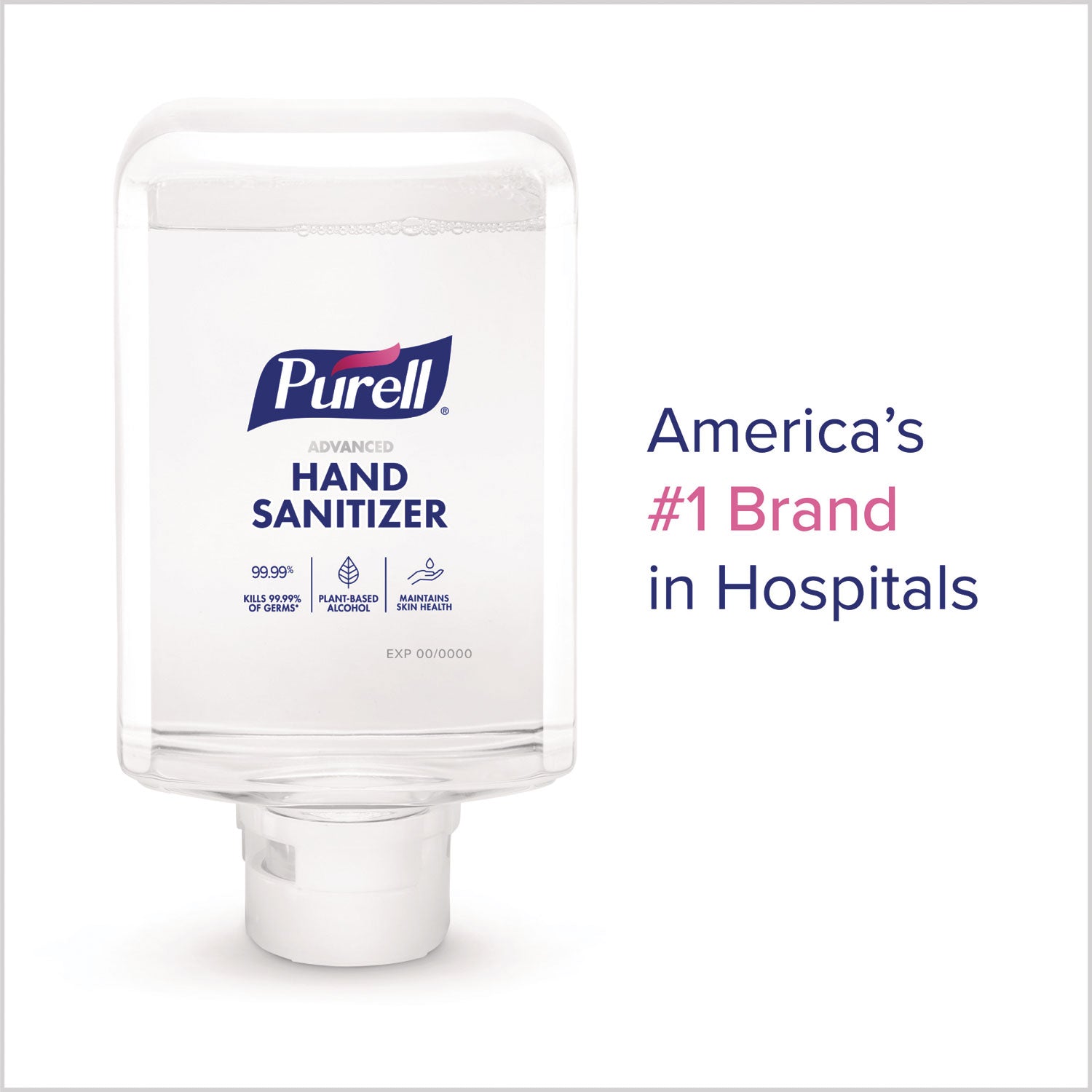 PURELL Advanced Hand Sanitizer Fragrance Free Foam, For ES10 Automatic Dispensers, 1,200 mL Refill, Fragrance Free, 2/Carton (835102CT)