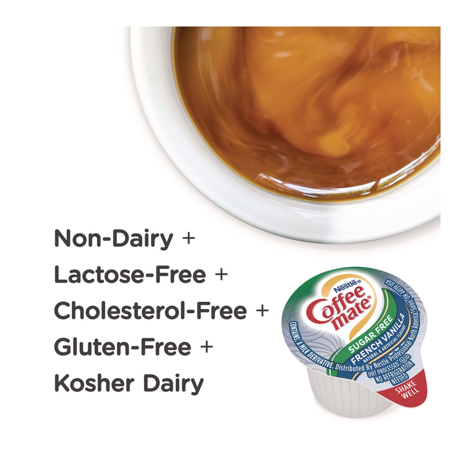 Coffee-mate Liquid Coffee Creamer, Zero Sugar French Vanilla, 0.38 oz Mini Cups, 50/Box, 4 Boxes/Carton, 200 Total/Carton (91757CT)