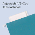 U Brands U-Eco Hanging File Folders, Letter Size, 1/5-Cut Tabs, Assorted, 12/Pack (6596U0112)