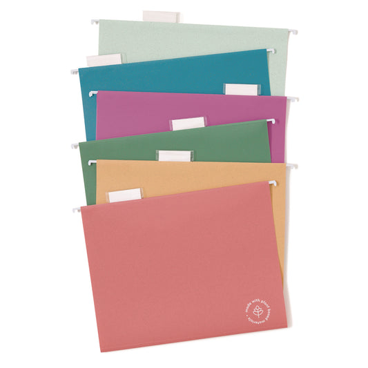 U Brands U-Eco Hanging File Folders, Letter Size, 1/5-Cut Tabs, Assorted, 12/Pack (6596U0112)