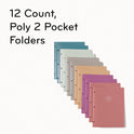 U Brands U-Eco Poly Two-Pocket Folders, Three-Hole Punched, Poly/Wheat Straw, 11 x 8.5, Assorted,12/Pack (6600U0112)