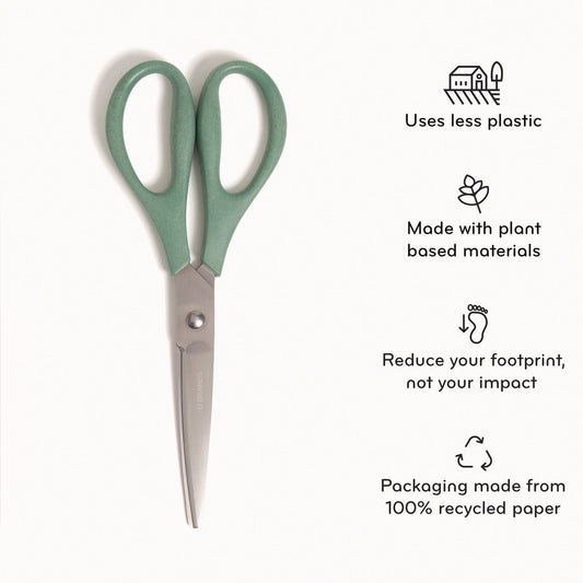 U Brands U-Eco Scissors, 9.45" Long, 3" Cut Length, Straight Assorted Color Handles, 3/Pack (6607U0124)