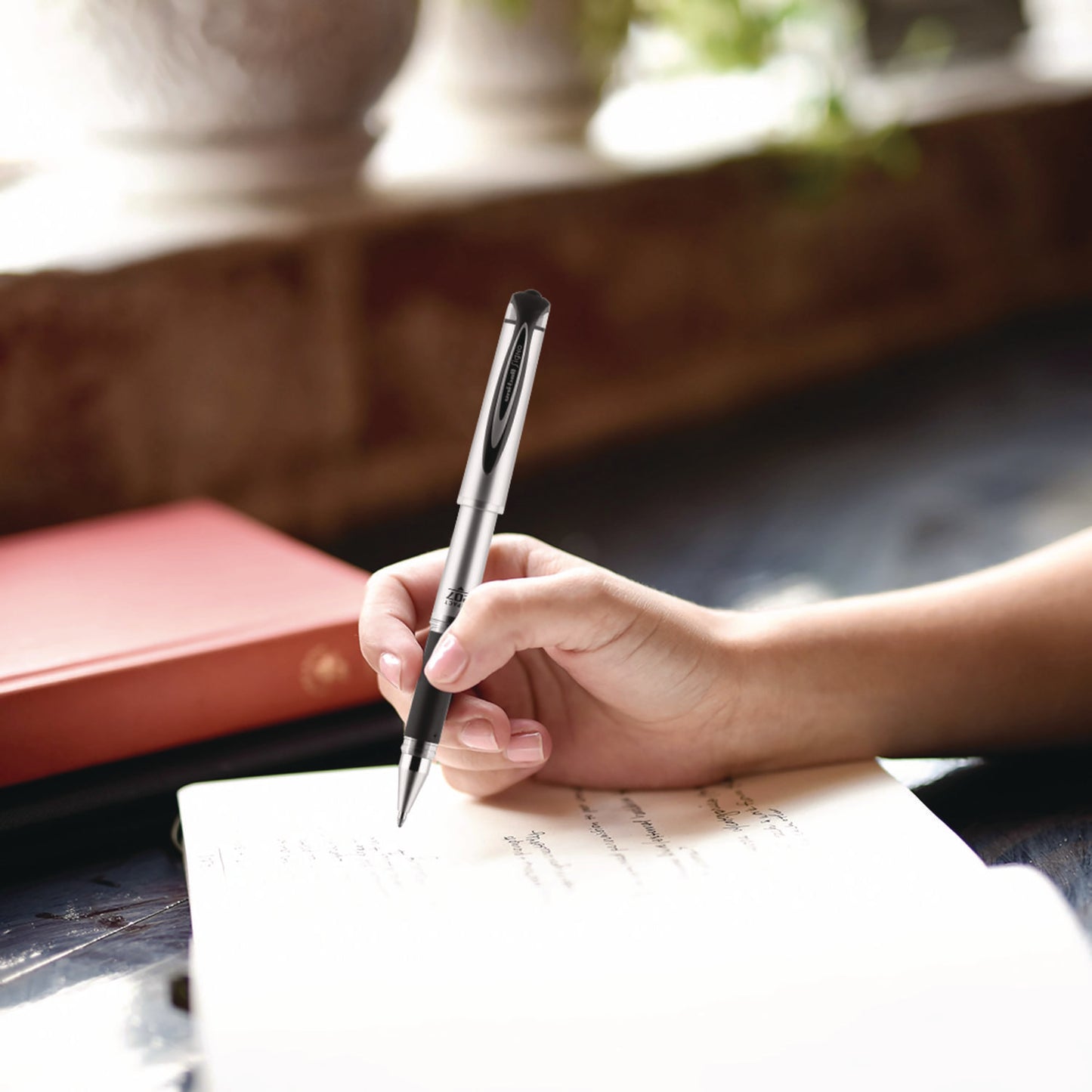 uni-ball 207 Impact Gel Pen, Stick, Bold 1 mm, Blue Ink, Silver/Black/Blue Barrel (65801)