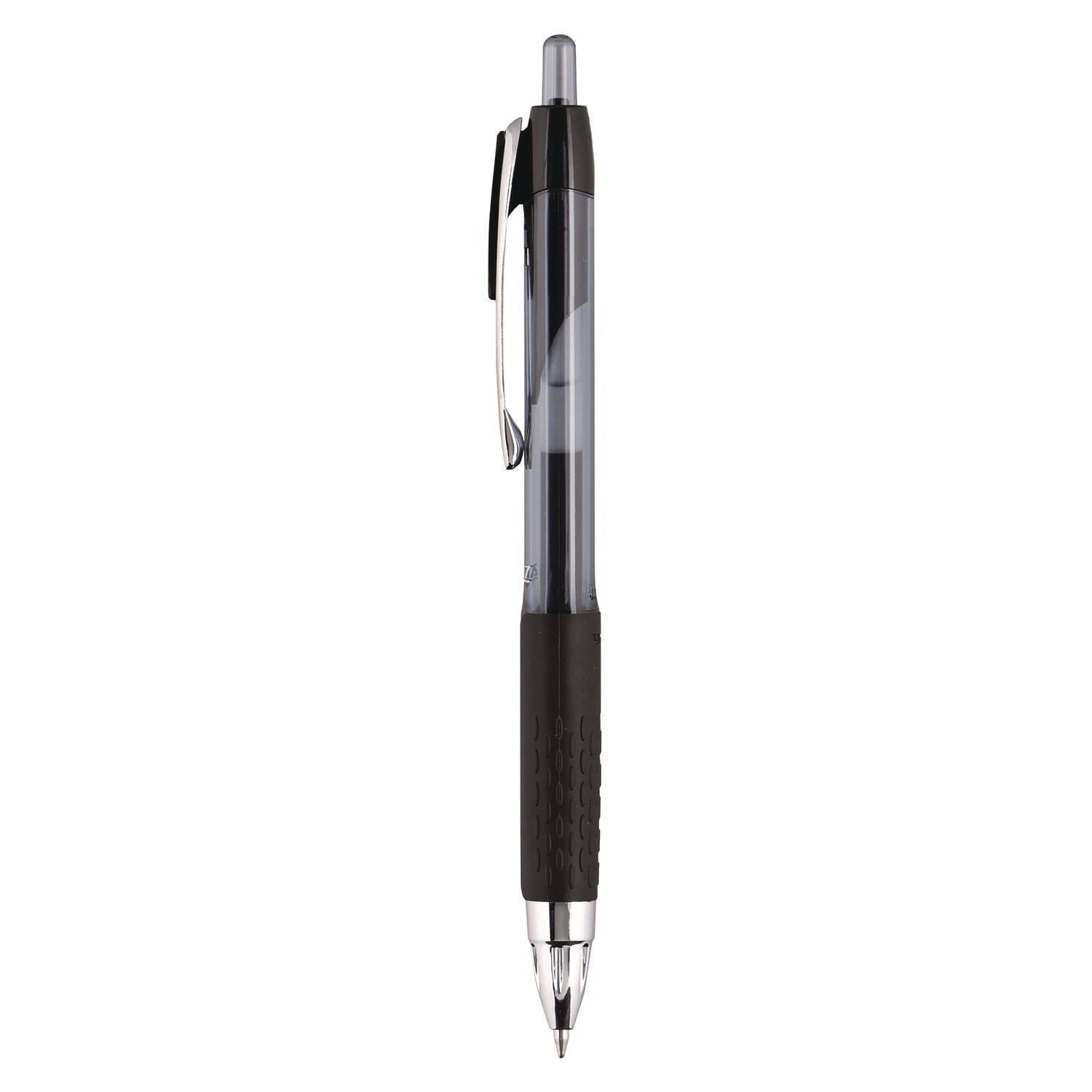 uni-ball Signo 207 Gel Pen, Retractable, Medium 0.7 mm, Black Ink, Smoke/Black Barrel, Dozen (33950)