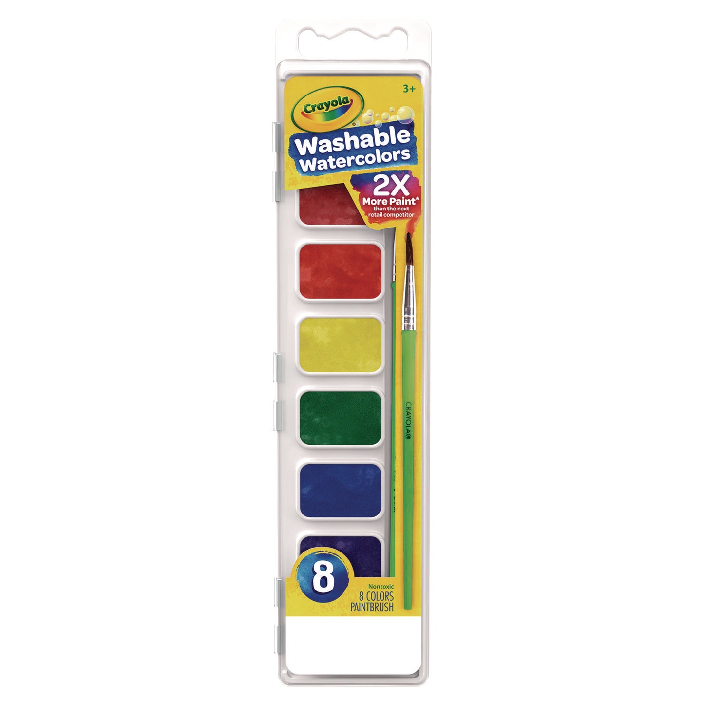 Crayola Washable Watercolor Paint, 8 Assorted Colors, Palette Tray (530525)