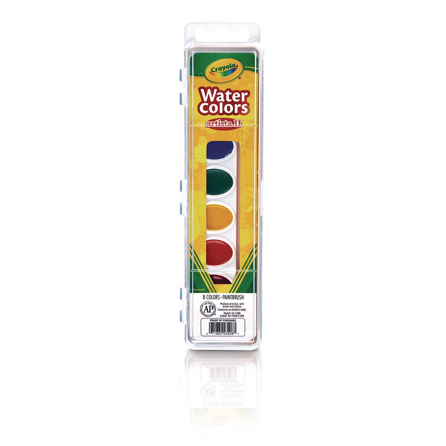 Crayola Artista II 8-Color Watercolor Set, 8 Assorted Colors, Palette Tray (531508)