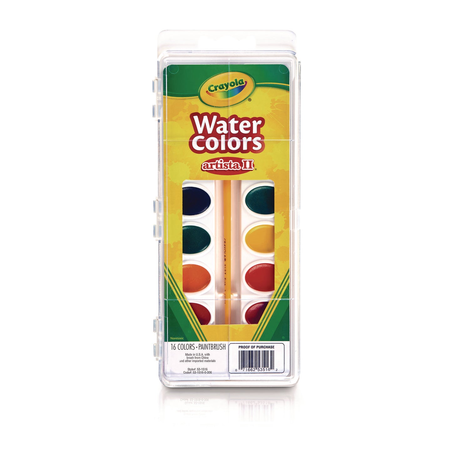 Crayola Artista II Washable Watercolor Set, 16 Assorted Colors, Palette Tray (531516)