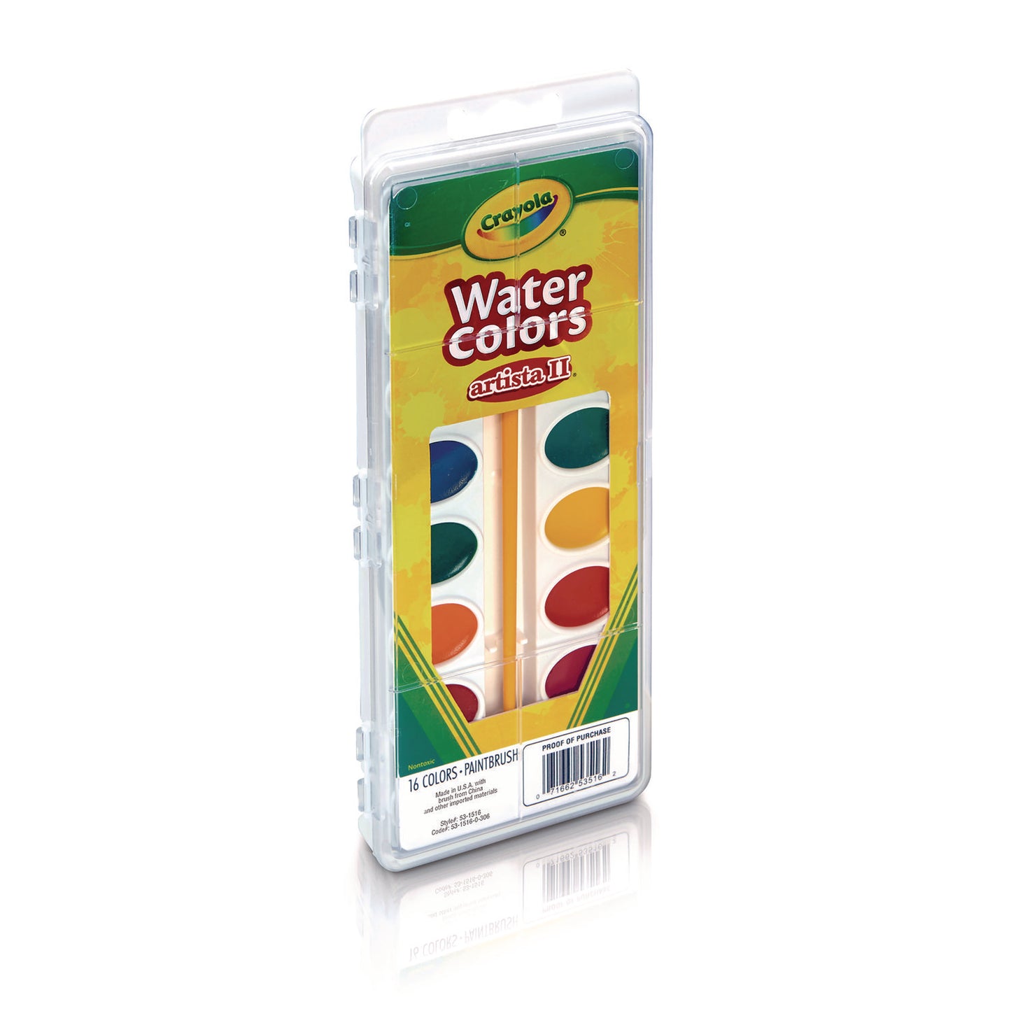 Crayola Artista II Washable Watercolor Set, 16 Assorted Colors, Palette Tray (531516)