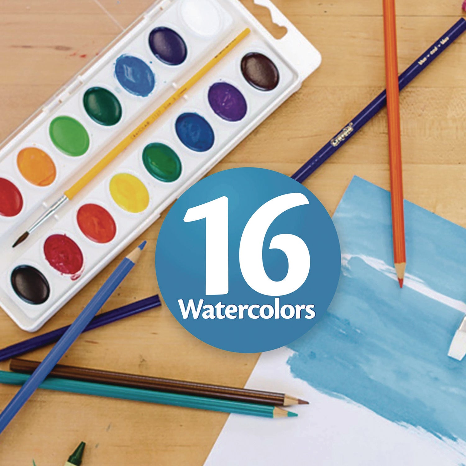 Crayola Artista II Washable Watercolor Set, 16 Assorted Colors, Palette Tray (531516)