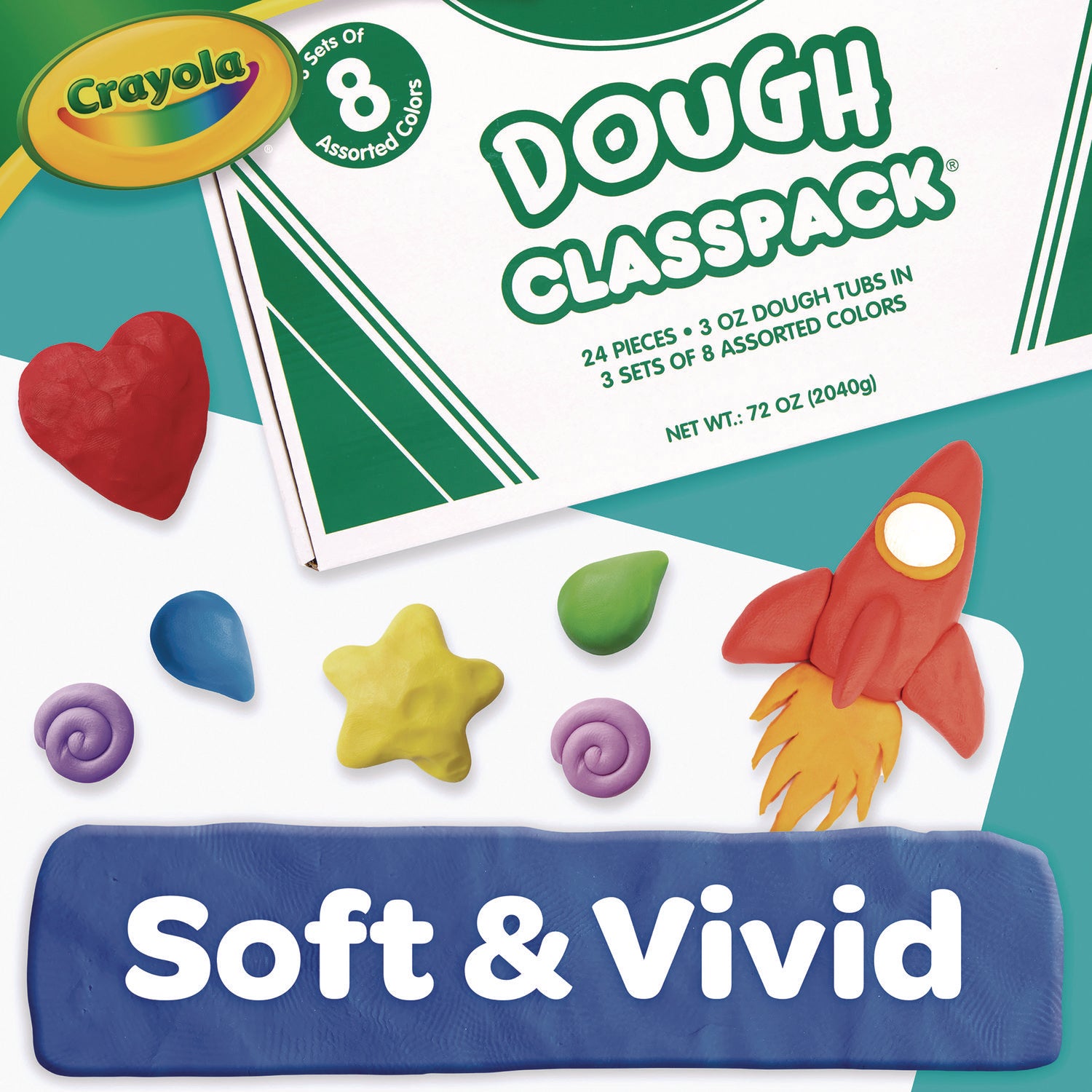 Crayola Dough Classpack, 3 oz, 8 Assorted Colors, 24/Pack (570171)