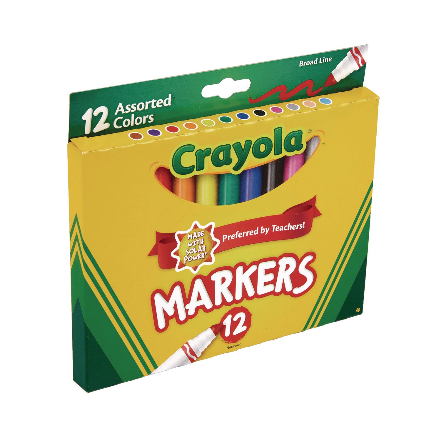 Crayola Non-Washable Marker, Broad Bullet Tip, Assorted Classic Colors, Dozen (587712)