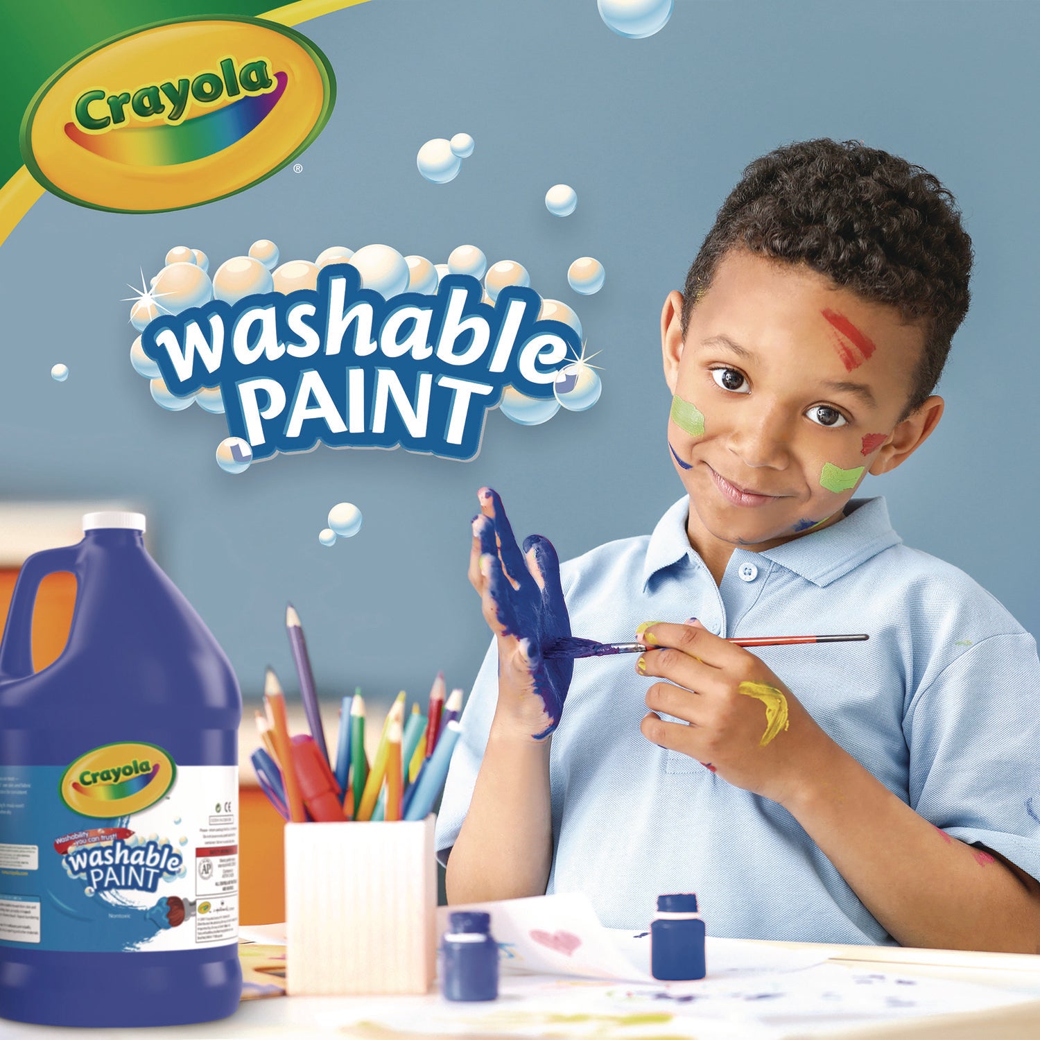 Crayola Artista II Washable Tempera Paint, Blue, 16 oz Bottle (543115042)