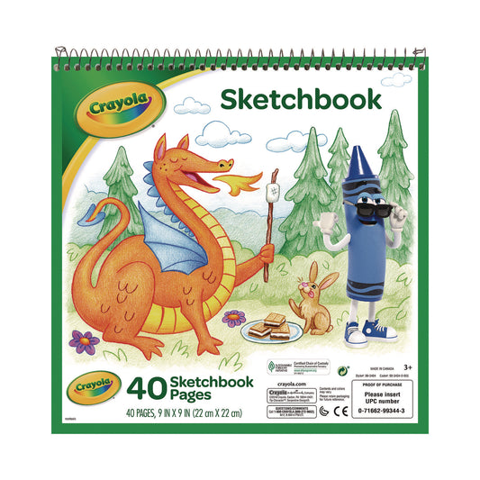 Crayola Animal Animations Wirebound Sketchpad, Unruled, Gold/Green Cover, 40 White 9 x 9 Sheets (993404)