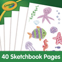 Crayola Animal Animations Wirebound Sketchpad, Unruled, Gold/Green Cover, 40 White 9 x 9 Sheets (993404)