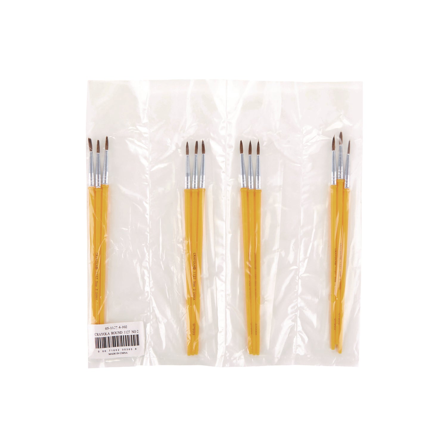 Crayola Watercolor Brush Set, Size 2, Camel-Hair Blend, Round Profile, 3/Pack (051127002)