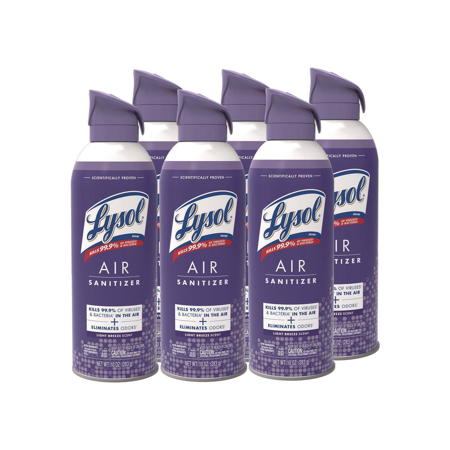 LYSOL Air Sanitizer Spray, Light Breeze Scent, 10 oz Aerosol Can, 6/Carton (99394CT)