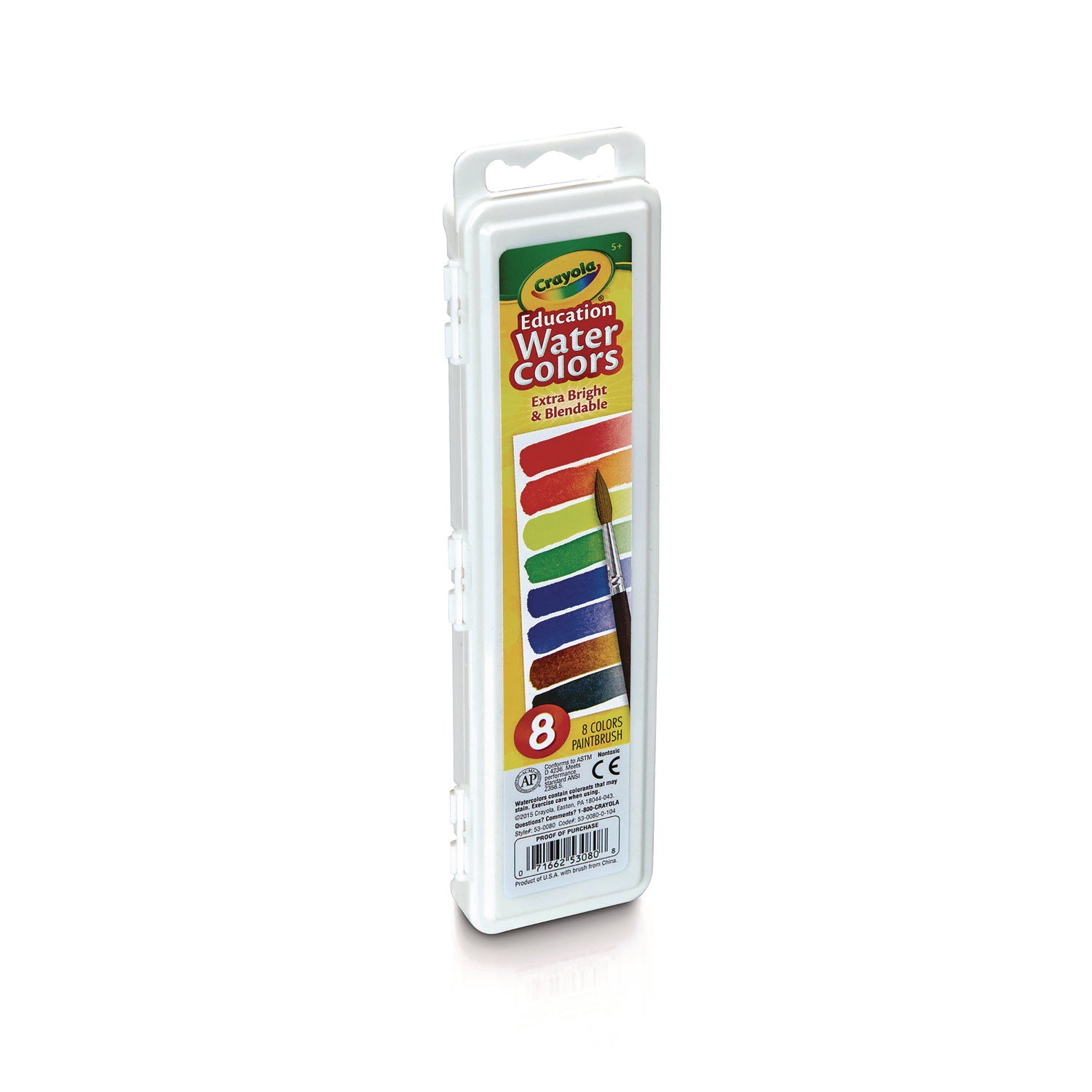 Crayola Watercolors, 8 Assorted Colors, Palette Tray (530080)