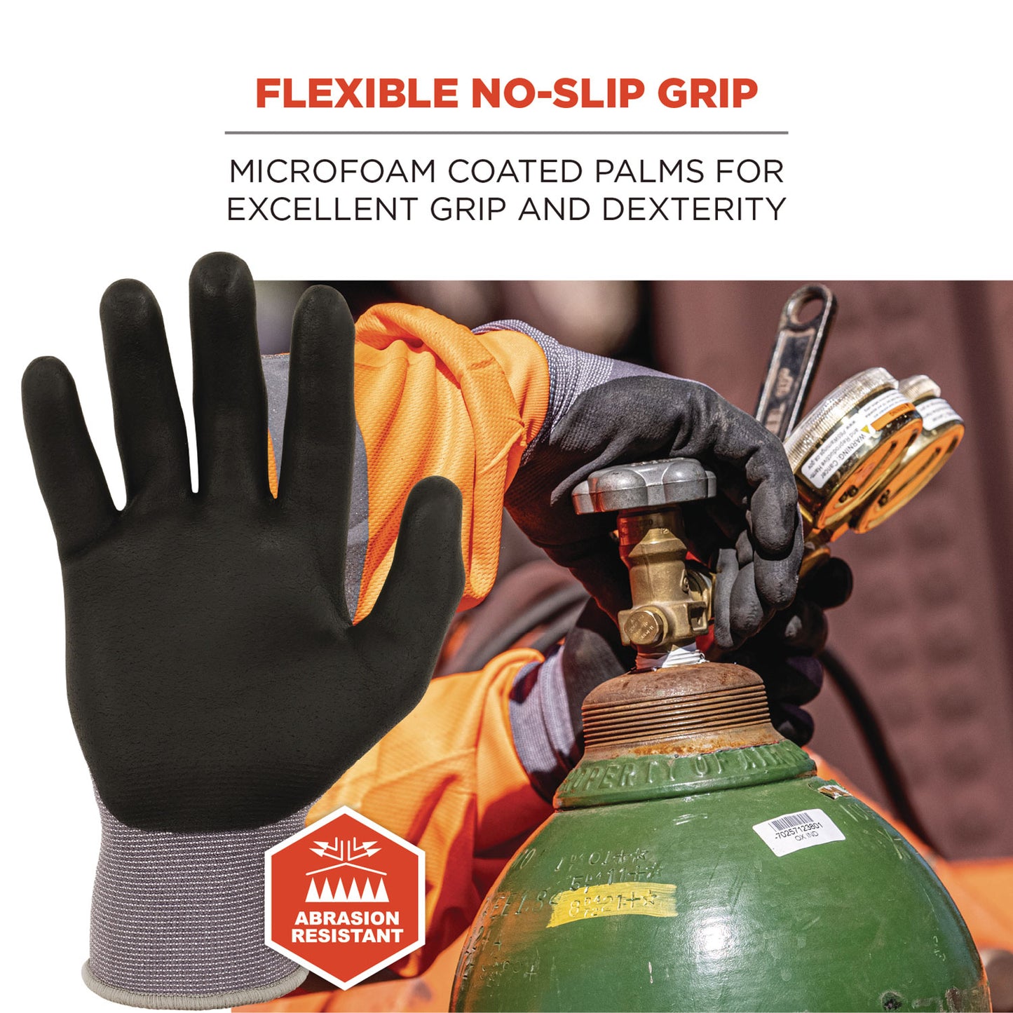 ergodyne ProFlex 7000 Nitrile-Coated Gloves Microfoam Palm, Gray, X-Small, Pair (10371)