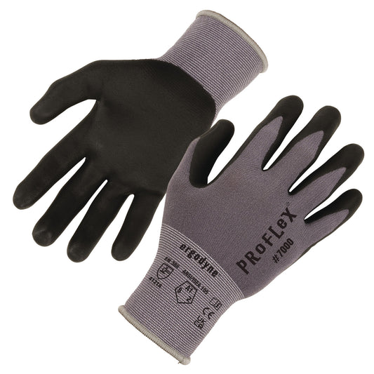 ergodyne ProFlex 7000 Nitrile-Coated Gloves Microfoam Palm, Gray, X-Small, Pair (10371)