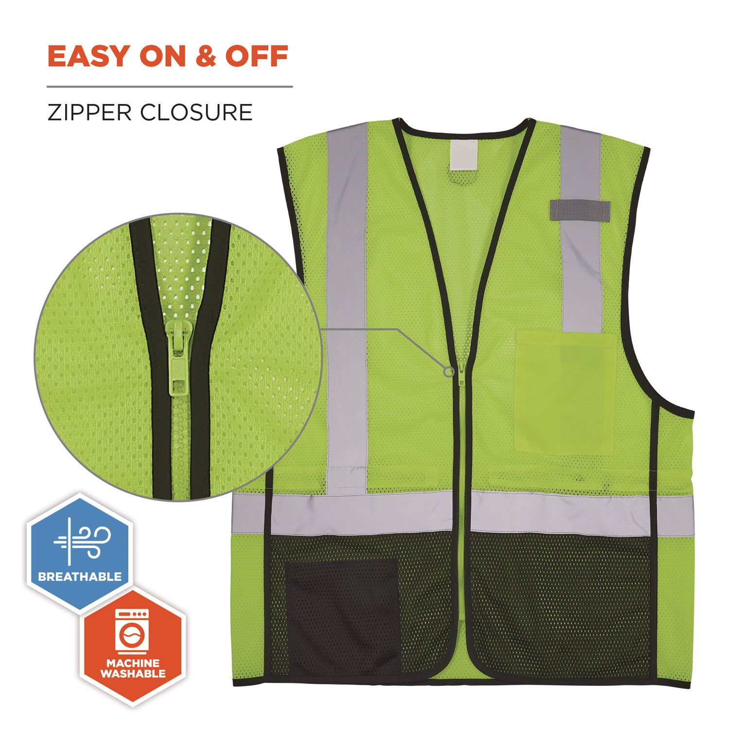 ergodyne GloWear 8210Z Hi-Vis Class 2 Mesh Vest, Small to Medium, Lime (23013)