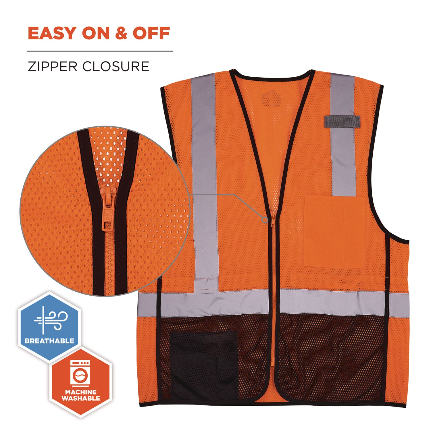 ergodyne GloWear 8210Z Hi-Vis Class 2 Mesh Vest, Small to Medium, Orange (23023)