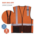 ergodyne GloWear 8210Z Hi-Vis Class 2 Mesh Vest, 4X-Large to 5X-Large, Orange (23029)