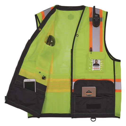 ergodyne GloWear 8251HDZ Class 2 Two-Tone Hi-Vis Safety Vest, 2X-Large to 3X-Large, Lime (23037)