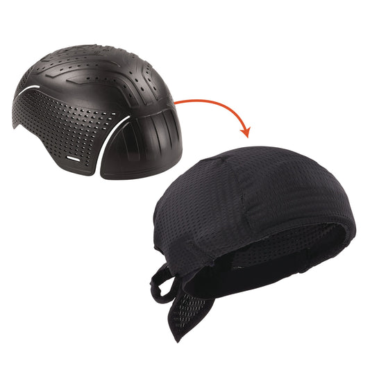 ergodyne Skullerz 8948 Mesh Do Rag Bandana and Bump Cap Insert, Black (23468)