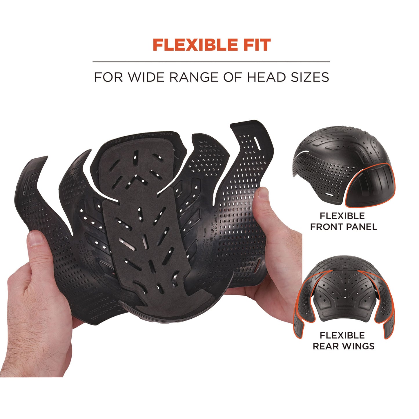 ergodyne Skullerz 8943F(x) Universal Bump Cap Insert - Flexible Hinged, Charcoal (23483)