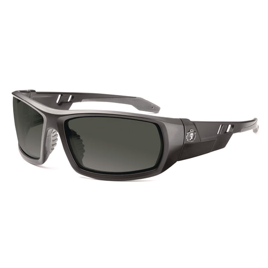 ergodyne Skullerz ODIN Anti-Scratch and Enhanced Anti-Fog Safety Glasses, Black Nylon Impact Frame, Smoke Polycarbonate Lens (50435)