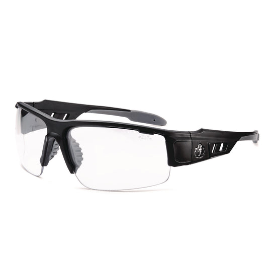 ergodyne Skullerz DAGR Anti-Scratch and Enhanced Anti-Fog Safety Glasses, Black Nylon Impact Frame, Clear Polycarbonate Lens (52005)