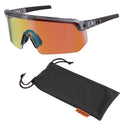 ergodyne Skullerz AEGIR Safety Glasses, Mirrored Lenses, Clear Smoke Nylon Impact Frame, Orange Mirror Polycarbonate Lens (55013)