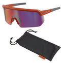 ergodyne Skullerz AEGIR Safety Glasses, Mirrored Lenses, Orange Nylon Impact Frame, Purple Mirror Polycarbonate Lens (55019)