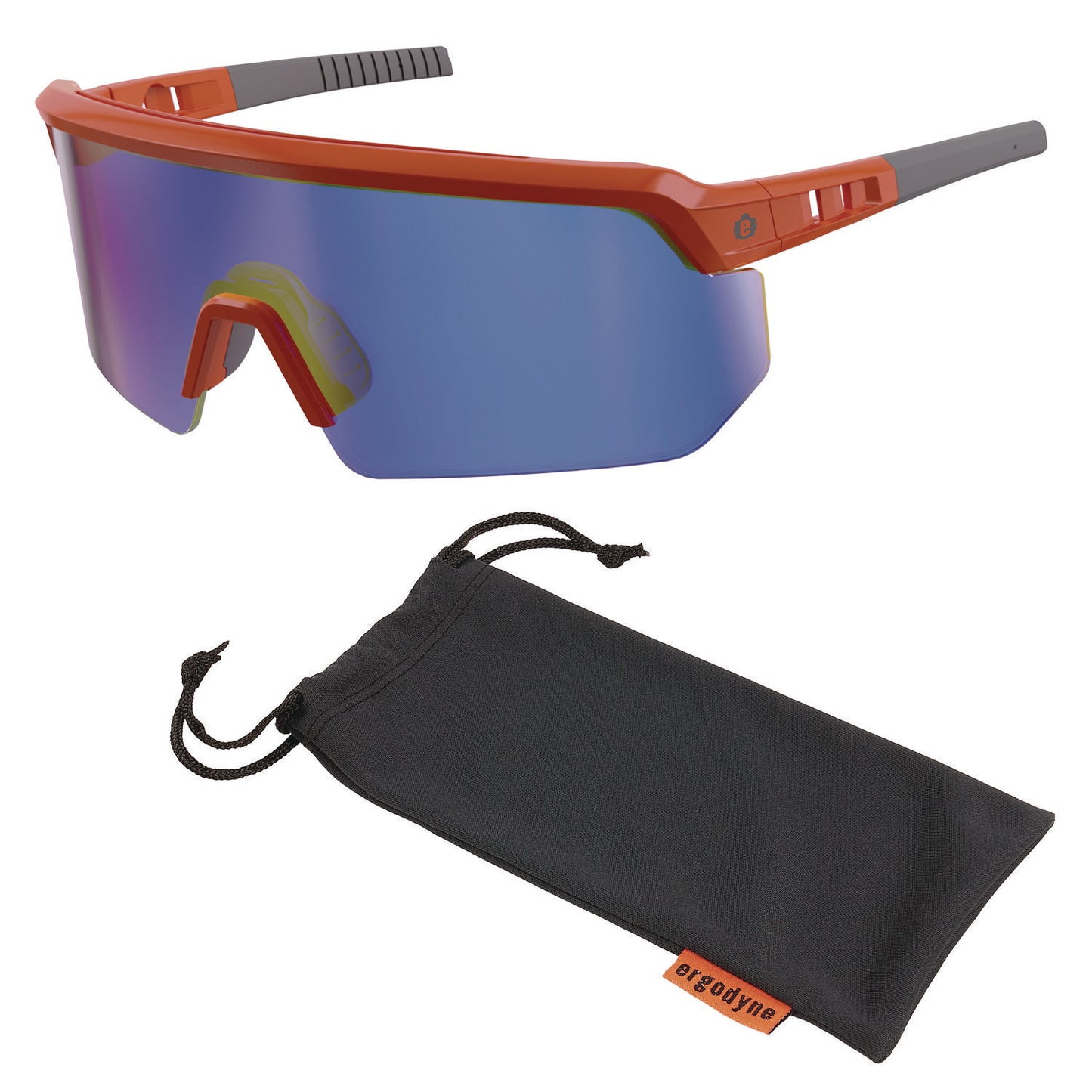 ergodyne Skullerz AEGIR Safety Glasses, Mirrored Lenses, Orange Nylon Impact Frame, Blue Mirror Polycarbonate Lens (55021)