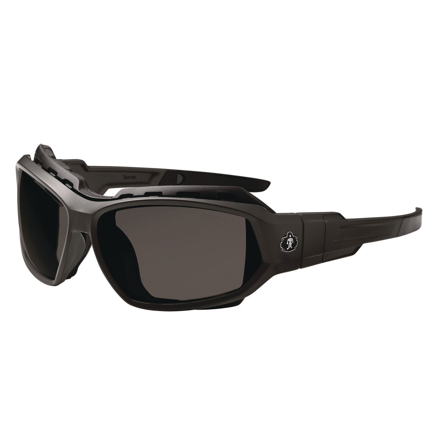 ergodyne Skullerz LOKI Anti-Scratch/Anti-Fog Convertible Safety Spoggles with Strap, Matte Black Frame, Smoke Polycarbonate Lens (56035)