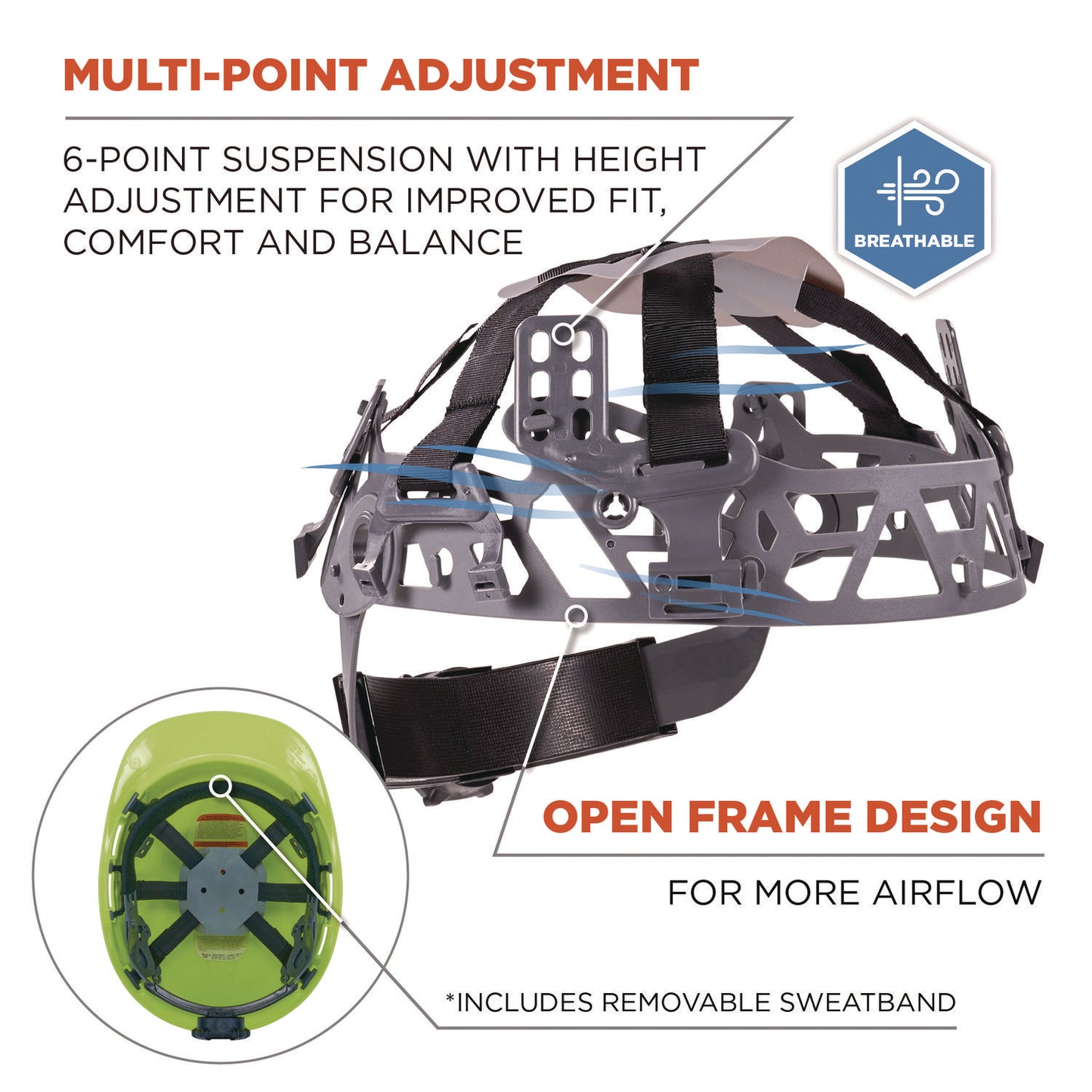 ergodyne Skullerz 8967 Class E Lightweight Cap-Style Hard Hat, 6-Point Rachet Suspension, Lime (60226)