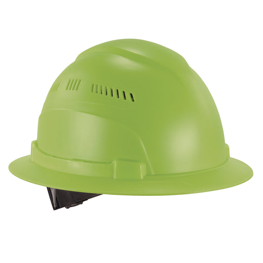 ergodyne Skullerz 8968 Class C Lightweight Full Brim Hard Hat, Adjustable Venting, 6-Point Rachet Suspension, Lime (60228)