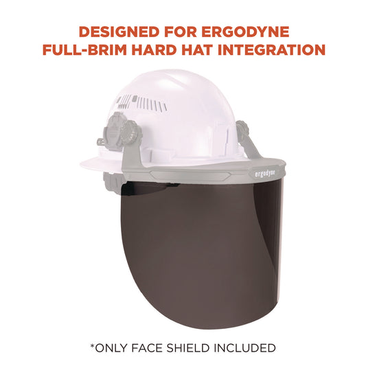 ergodyne Skullerz 8998 Anti-Scratch/Anti-Fog Face Shield Replacement for Full Brim Hard Hat, Smoke Lens (60252)