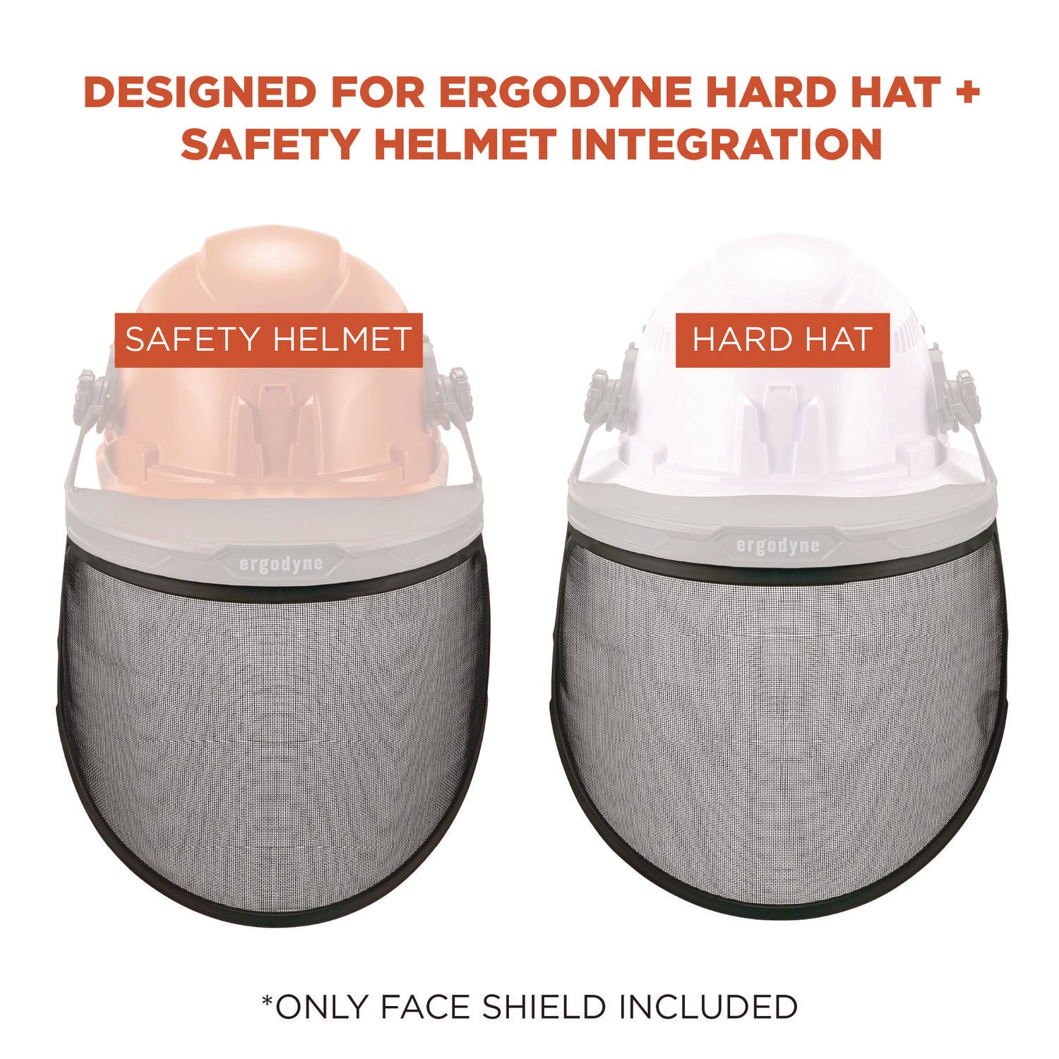 ergodyne Skullerz 8999 Mesh Face Shield Replacement for Hard Hat and Safety Helmet, Black (60253)