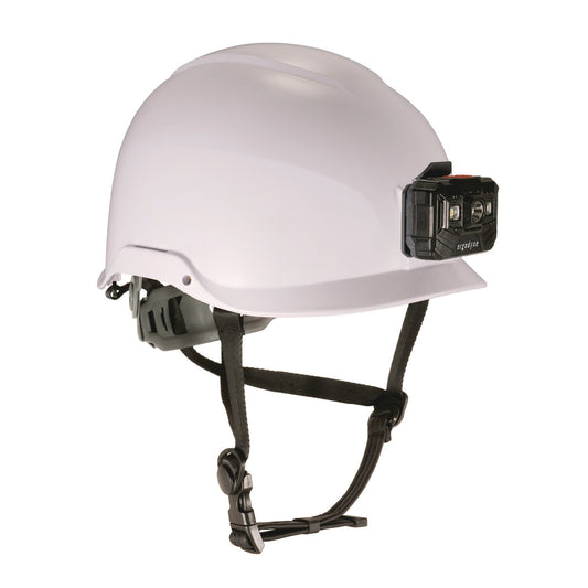 ergodyne Skullerz 8976LED Class E Safety Helmet with LED Light, 6-Point Rachet Suspension, White (60261)