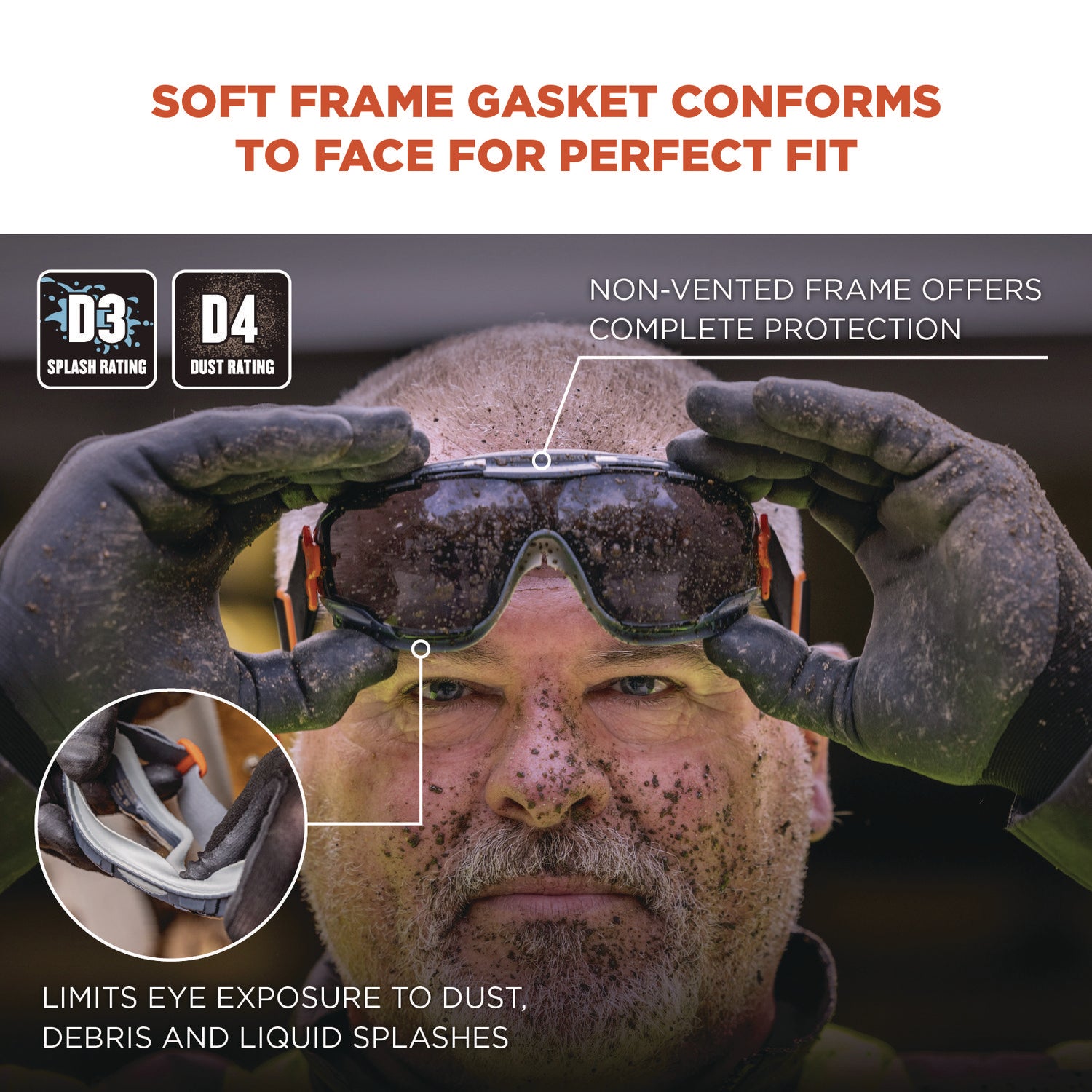 ergodyne Skullerz ARKYN Anti-Scratch and Enhanced Anti-Fog Safety Goggles with Elastic Strap, Smoke (60309)