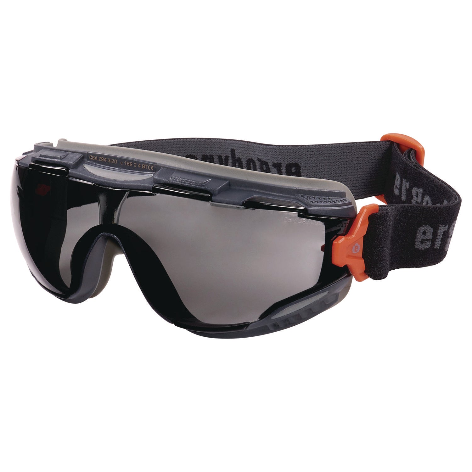 ergodyne Skullerz ARKYN Anti-Scratch and Enhanced Anti-Fog Safety Goggles with Elastic Strap, Smoke (60309)